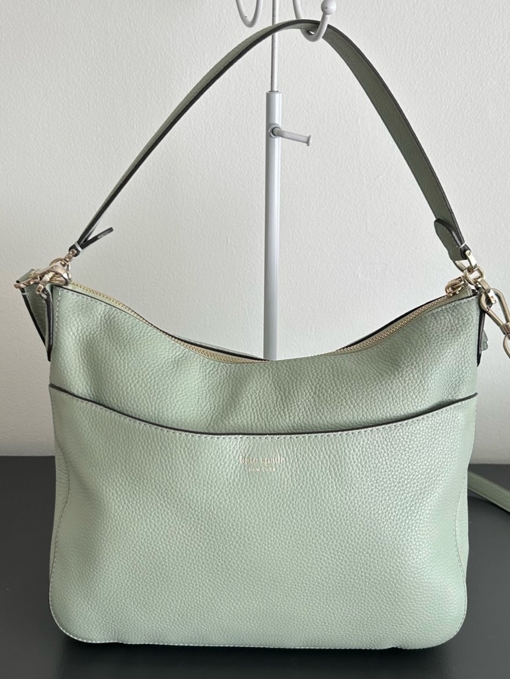 Kate Spade Mint Green Leather Shoulder Bag Crossbody Gold Hardware - Picture 12 of 12